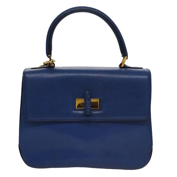 CELINE Hand Bag Leather Blue Gold - Picture 2 of 13